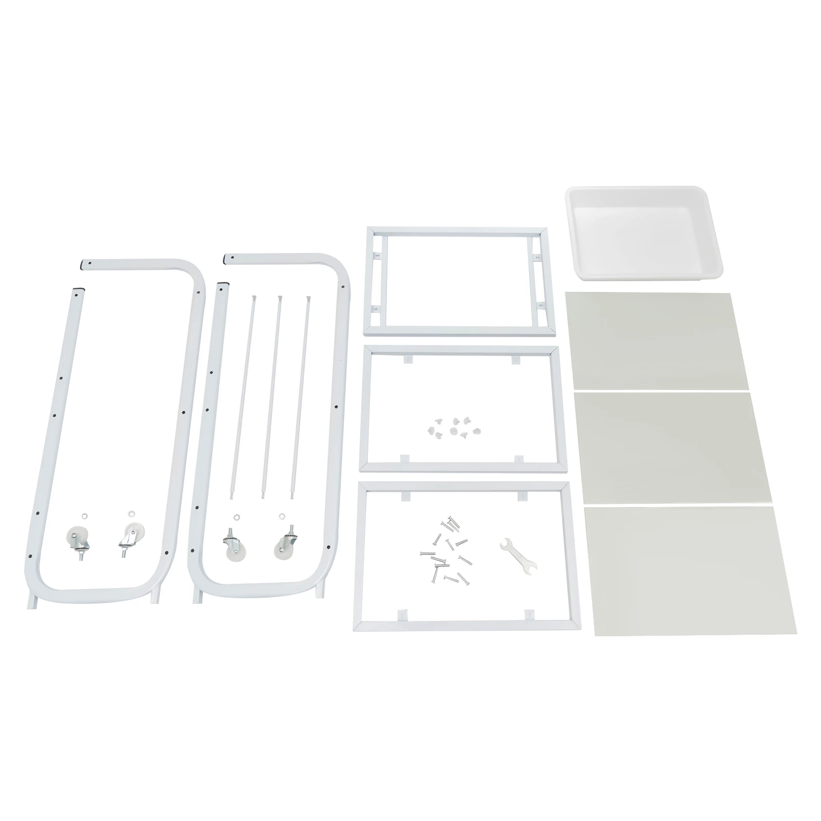 3-laags rollende gereedschapswagen met lade, witte metalen opbergwagen op wielen voor salon, keuken, badkamer, kantoororganisator