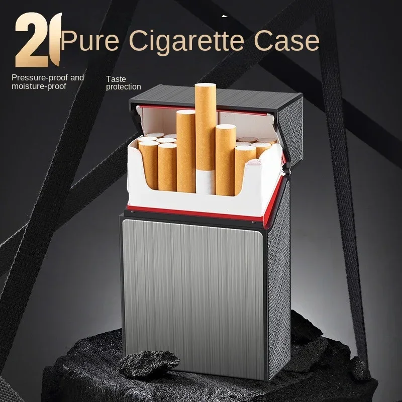 Portable Cigarette Case Metal Smoking Cigarette Box 20pcs Capacity Tobacco Holder Cigarettes Pack Cover Storage Box Men's Gadget