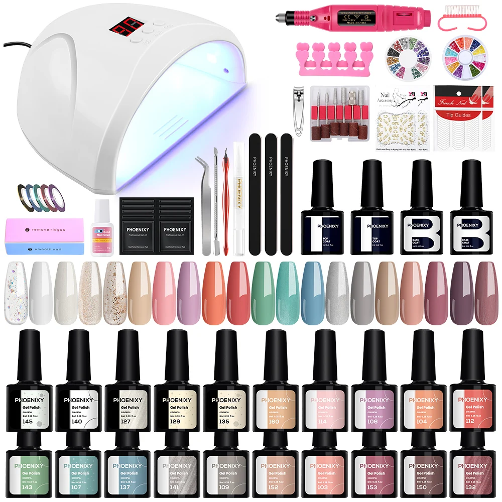 

Complete Gel Nail Polish Set with 36W UV LED Nail Dryer Lamp Nail Drill Machine Semi Permanent Varnish Full Nail Art Tools Kit