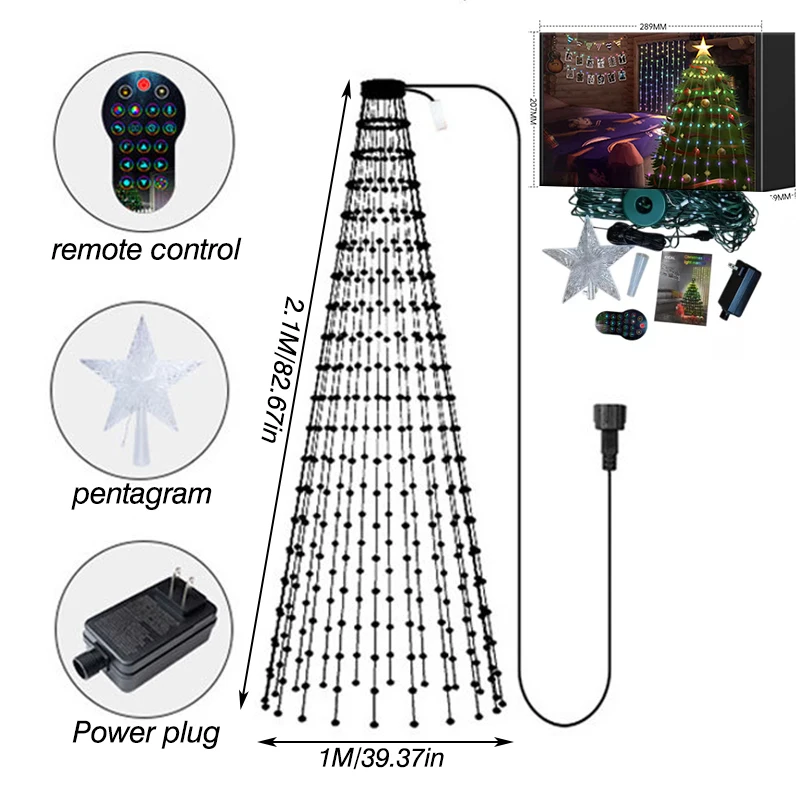 RGB Smart Christmas Tree Lights Waterfall Fairy String Lights Remote APP Bluetooth  LED String Light Music Sync Holiday Decor