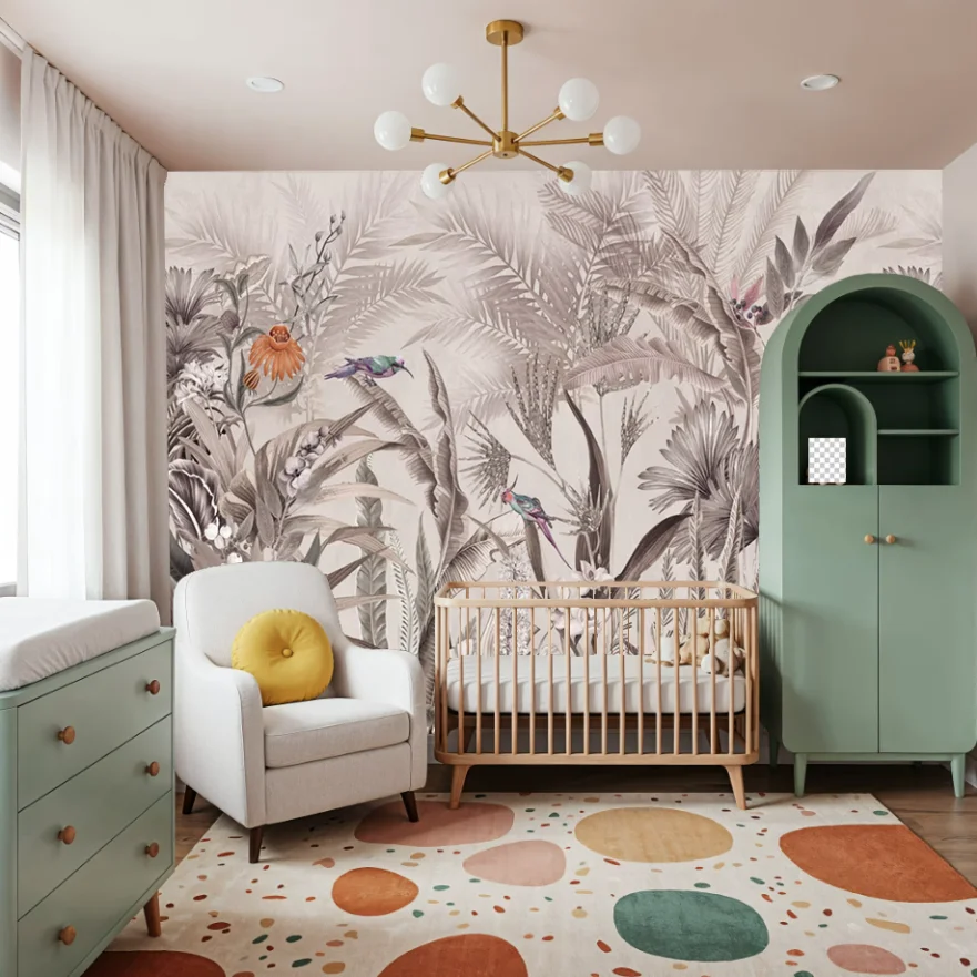 Custom Size Mural Hand-Painted Vintage Jungle Banana Tree Palm Tree Wallpaper Living Room Bedroom Children's Room Big Tree Mural