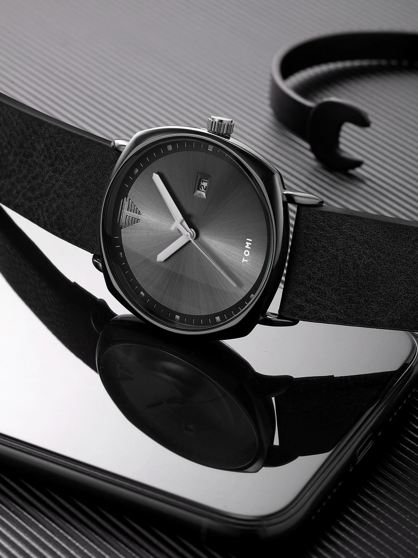 TOMI Neue 2PCS Luxury Business Männer Uhr Geschenk Box Set Einfache und Casual Männer Kalender Quarzuhr Stift Reloj männer Urlaub Geschenk – Detail 9