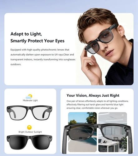 Imagen 2 del producto Gafas Inteligentes con IA, Cámara 4K de 500W, Cambio de Color, Traducción Inteligente, Fotografía, Grabación, Resistentes al Agua, Llamadas, Gafas de Sol Inteligentes 2026