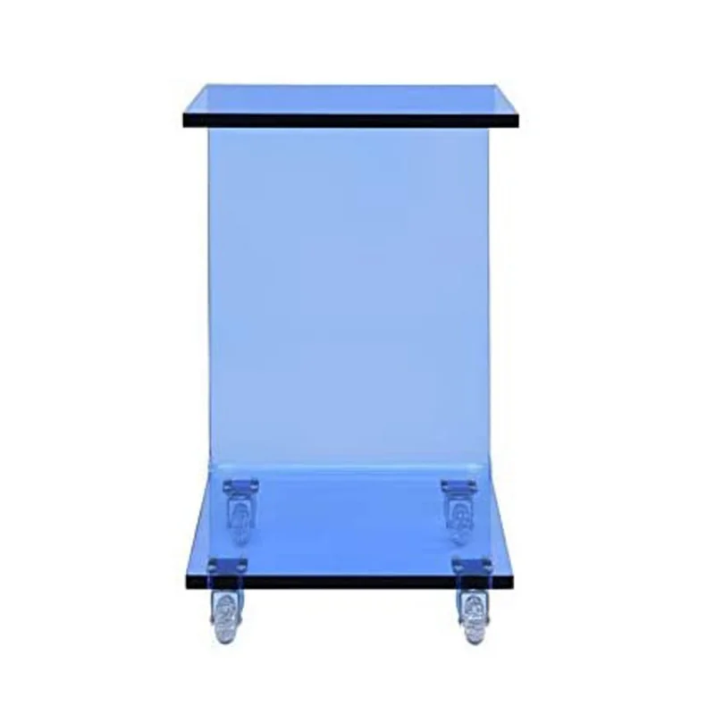custom.Blue Rolling Acrylic End Table C Shaped Sofa Side Table