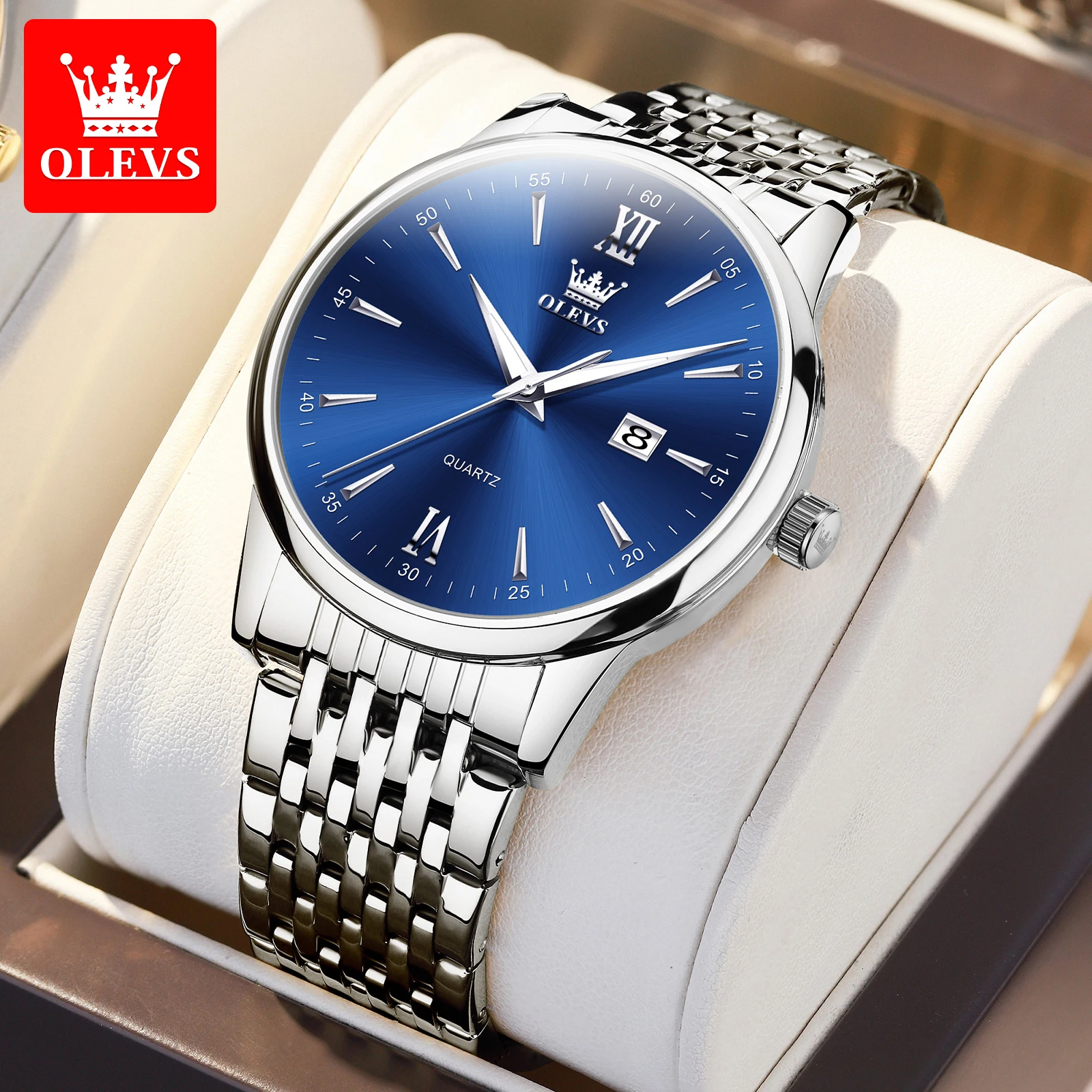 OLEVS Best Selling Original Luxury Fashion Luminous Waterproof Watch for Men Stainless Steel Calendar Business Quartz Men Watch