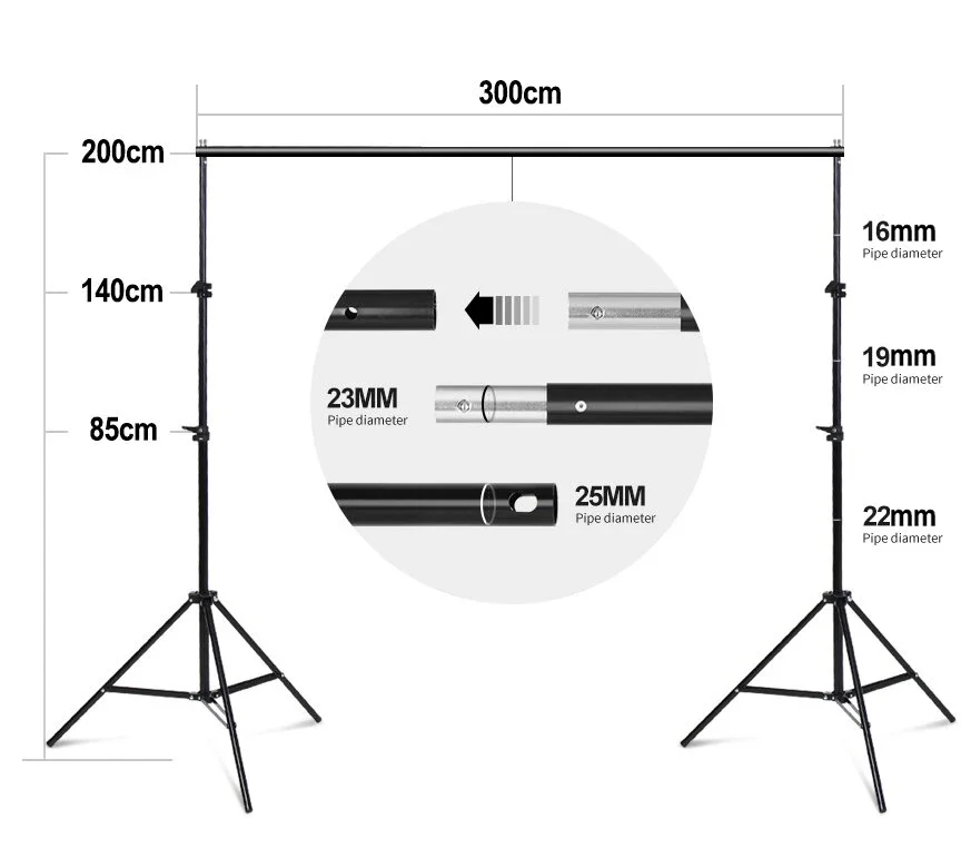 Photo Studio Equipment 2*3M Background Stand Photography Backdrop Set Soft Box Umbrella Lighting Kit