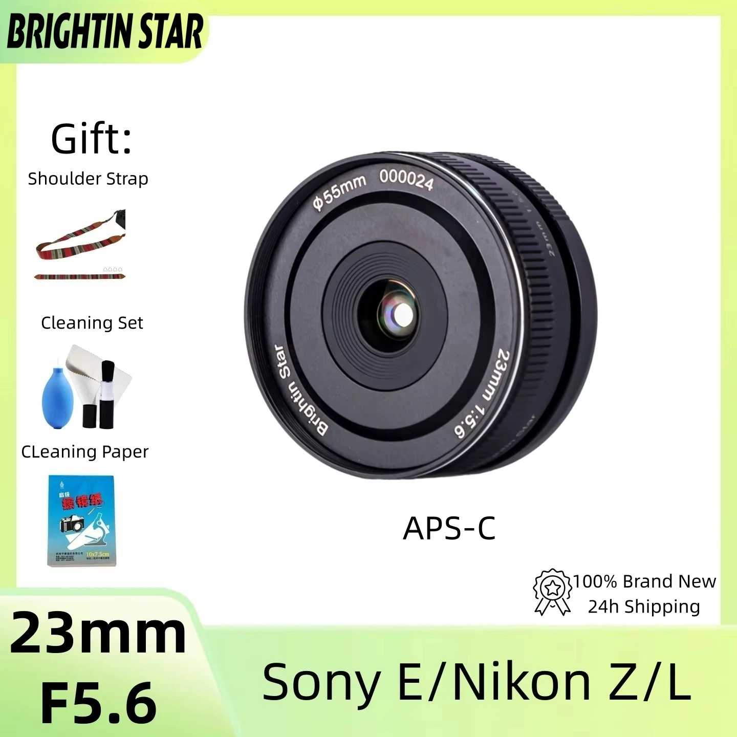 Brightin Star 23mm F5.6 Wide Angle Portrait Lens for Sony E, Nikon Z, Leica Panasonic L Mount Cameras a6700 a7r a7c  z8 zfc
