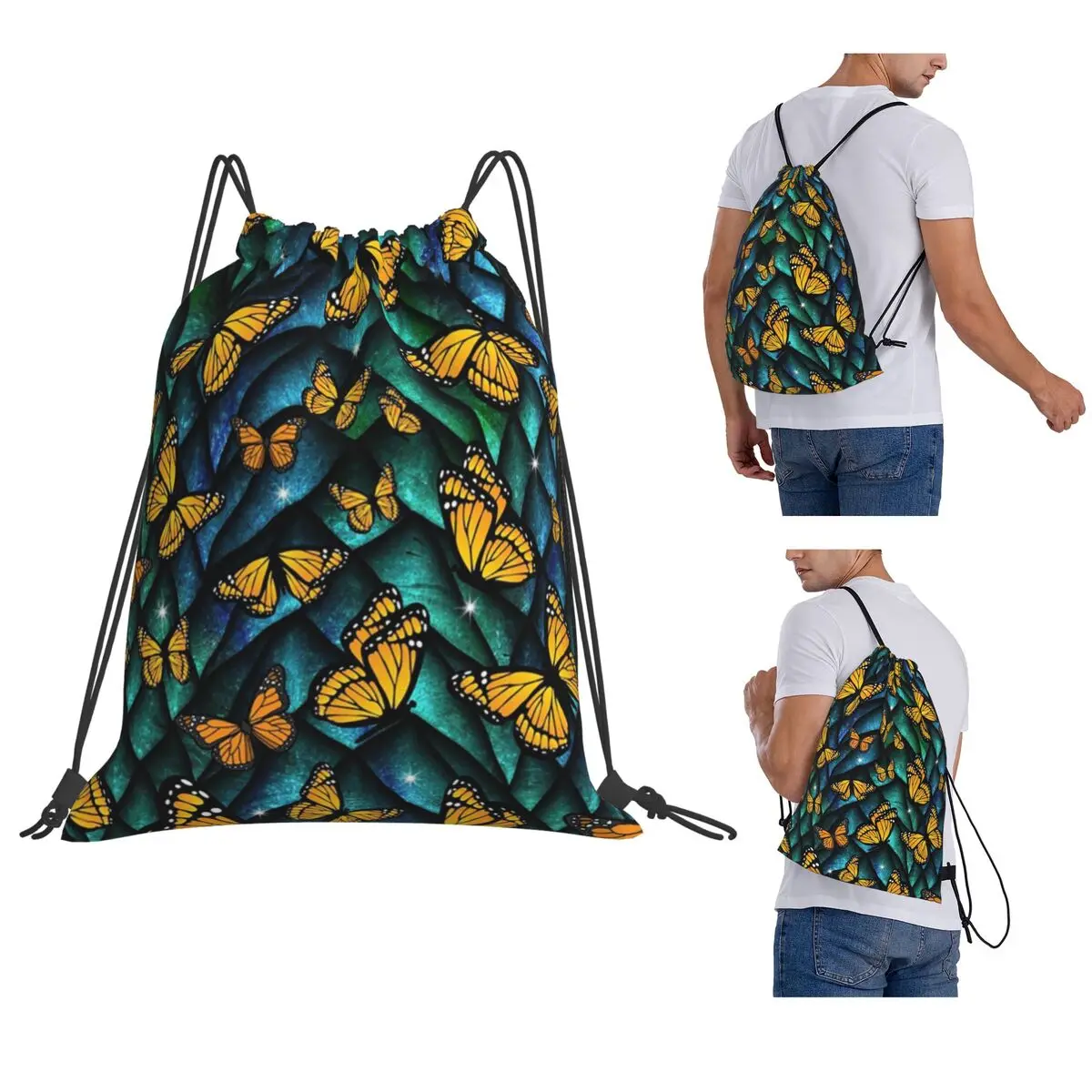 Fantasy Butterfly Dragon! Backpacks Casual Drawstring Bundle Pocket Storage Bag Book Bags for Man Woman School