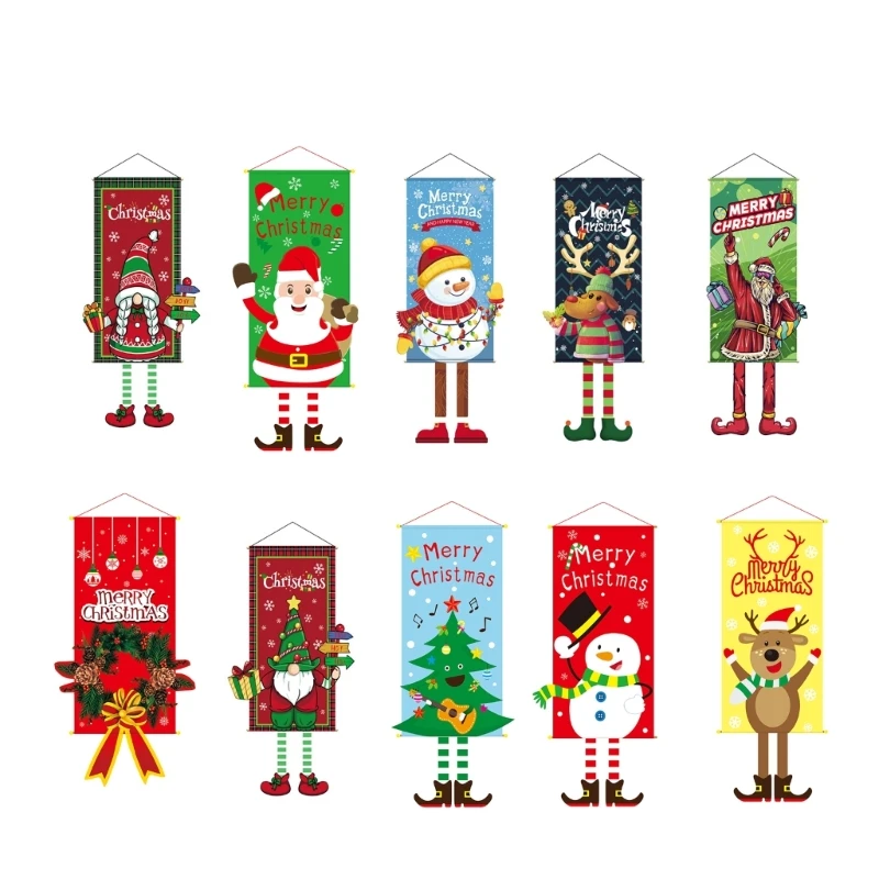 Decorazioni per feste Natale Haning Poster in stoffa Simpatico cartone animato Stampa appeso a parete