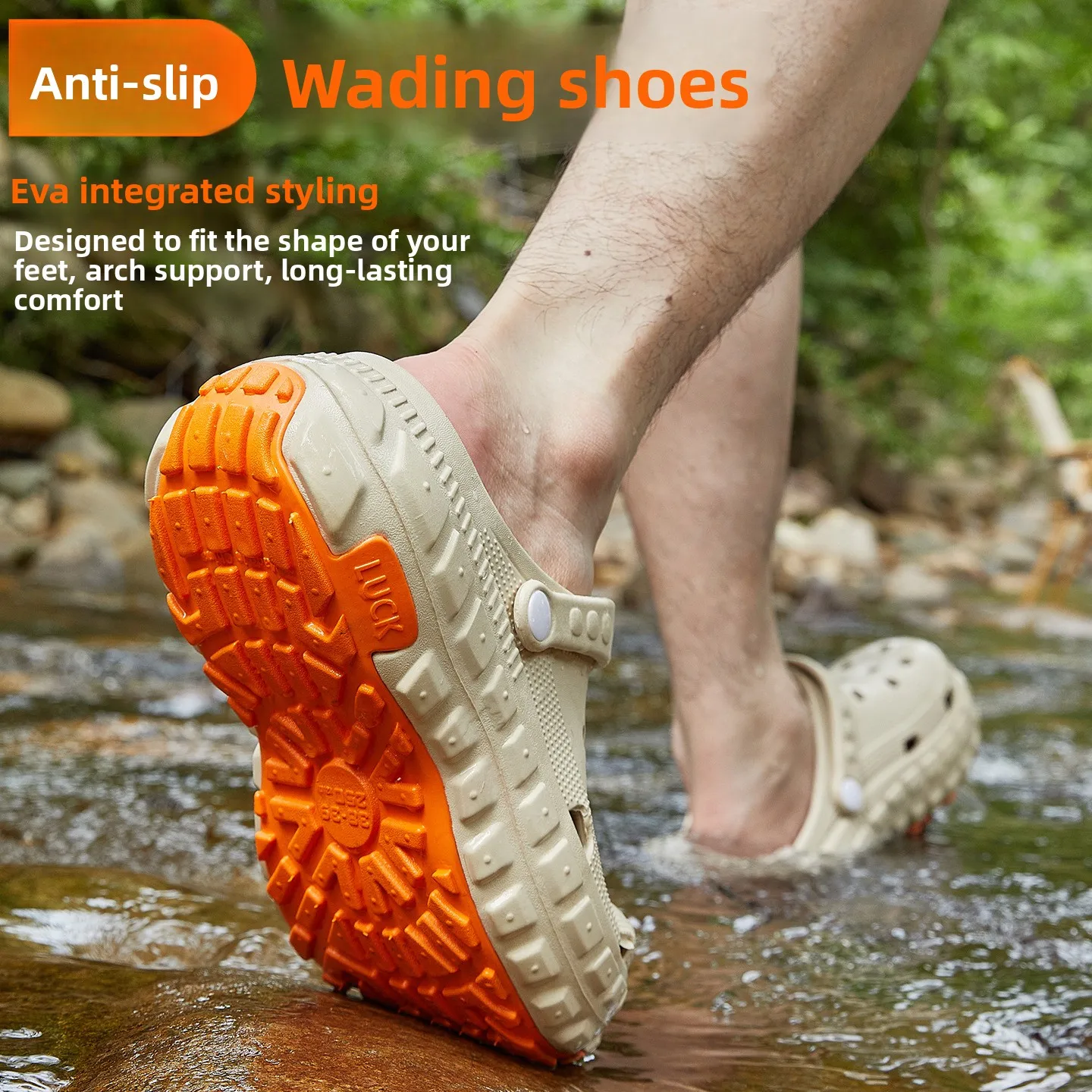 Non-slip hole shoes men's summer outer wear arch support thick bottom breathable bag head eva slippers men