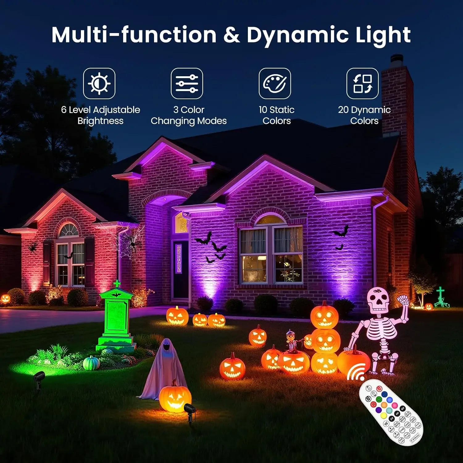 RGBW Low Voltage Landscape Lighting, Color Changing with Remote 8Pack | Landscape Lights Kit with Transformer, 65FT UL-listed Wi