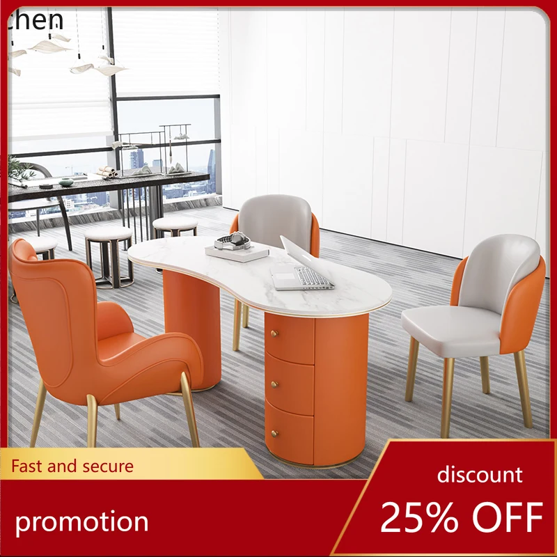 

HXL high-value desk modern light luxury rock slab desk consultation reception table