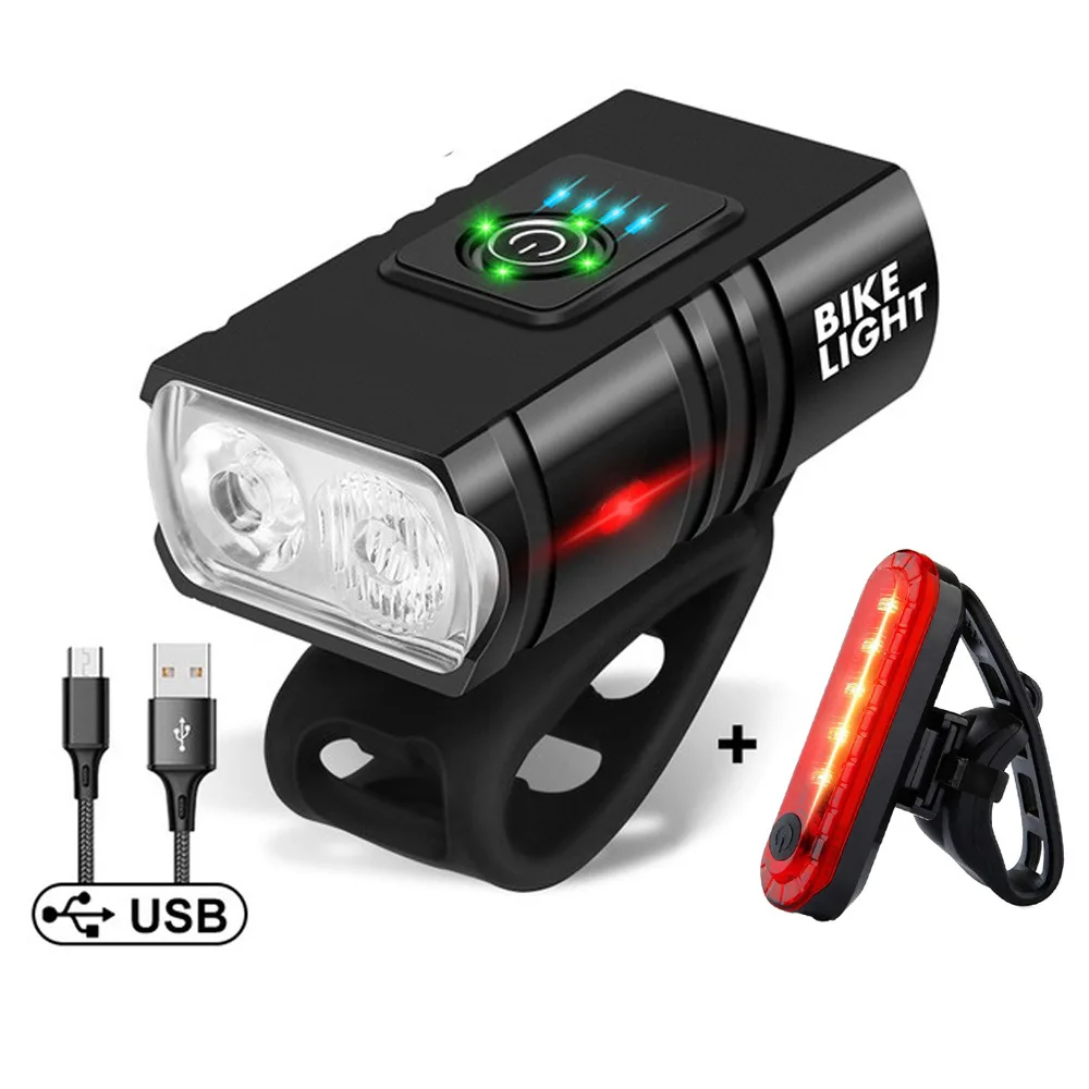 

Bicycle Headlight Adjustable High and Low Light Cycling Light USB Charging Front and Rear Light Set Cycling Accessories