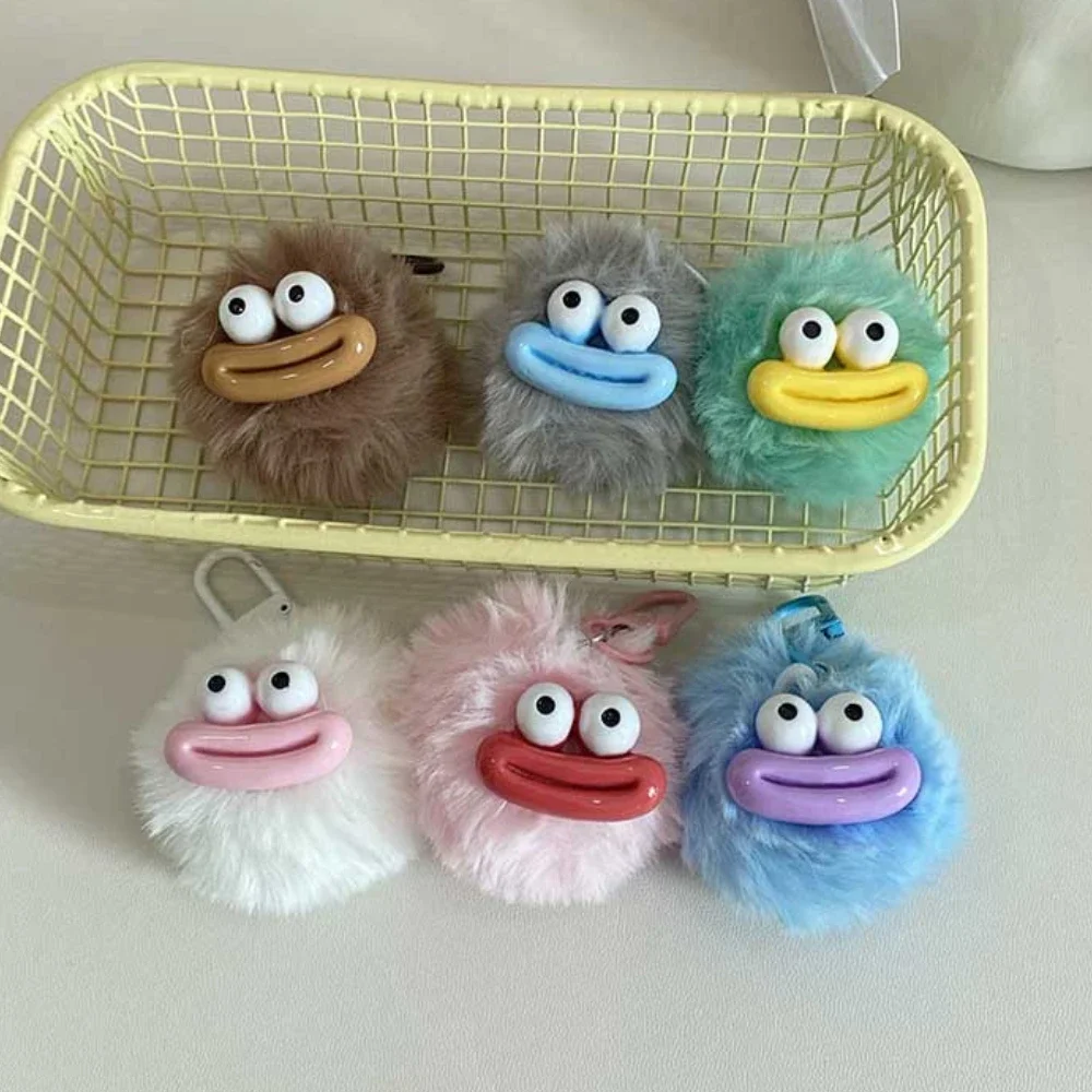 Sausage Mouth Hair Ball Key Chain Funny Plush Doll Bag Pendant Key Ring Charms Students Backpack Car Decor Bag Accessories