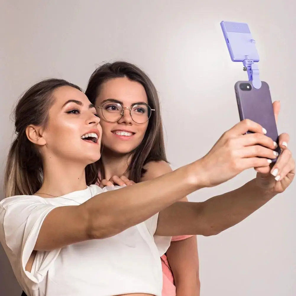 Новый портативный мини-светильник для селфи, заполняющий светильник с 3 режимами регулируемой яркости, перезаряжаемый для перезаряжаемой литьевой светильник J4Z9