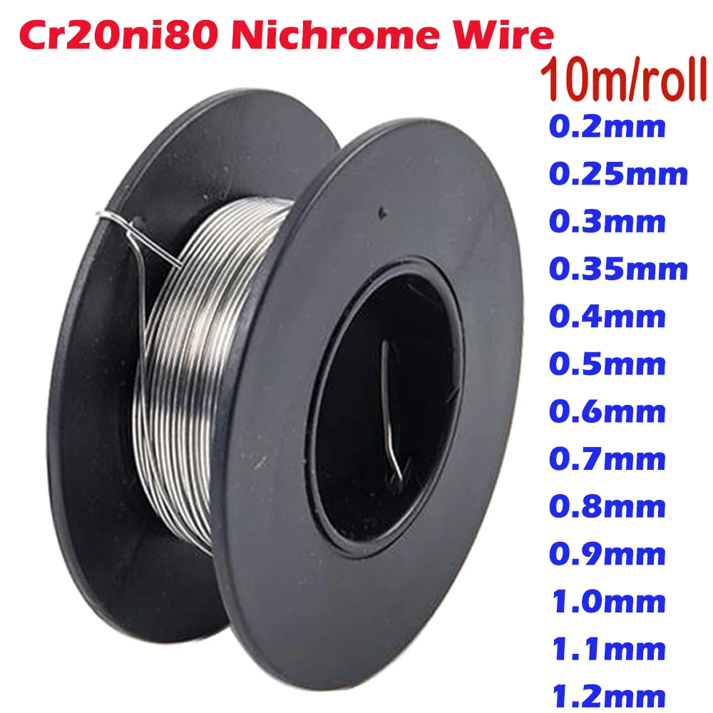 Cr20ni80 Nichrome Wire 10m/Roll Heating Wire 0.1mm-1.5mm Electric Resistance Thread Wire Alloy Heating Yarn Mentos