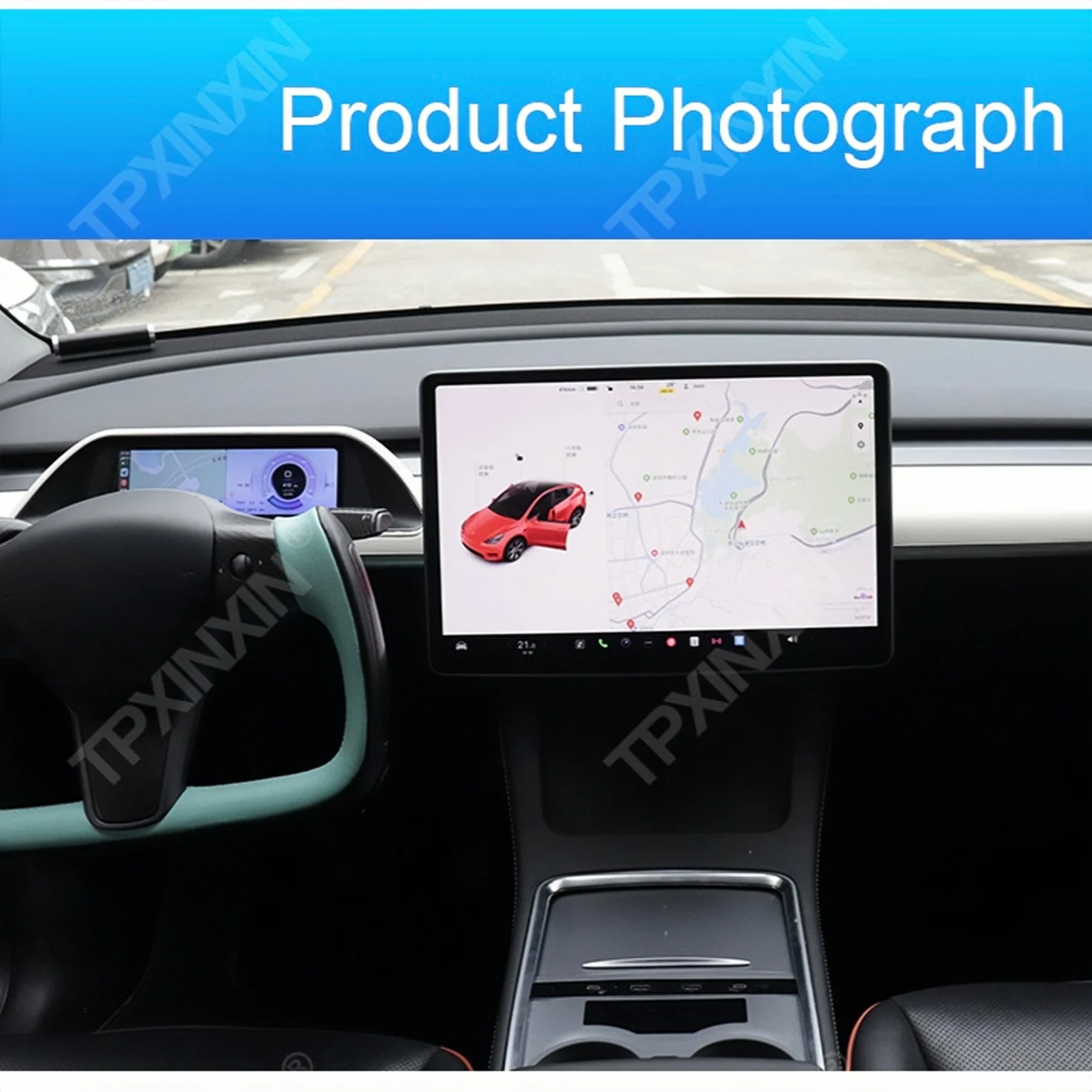 9.36 Inch For Tesla Model 3/Y 2017-2023 Car Digital Instrument Dashboard Touchable Screen Odometer Dual System GPS Navigation