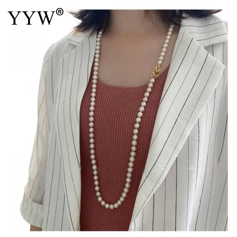 Luxury Pearl Necklace Natural Freshwater Pearls Fashion Long Sweater Chain For Women Engagement Gift Sold Per 92cm Strand