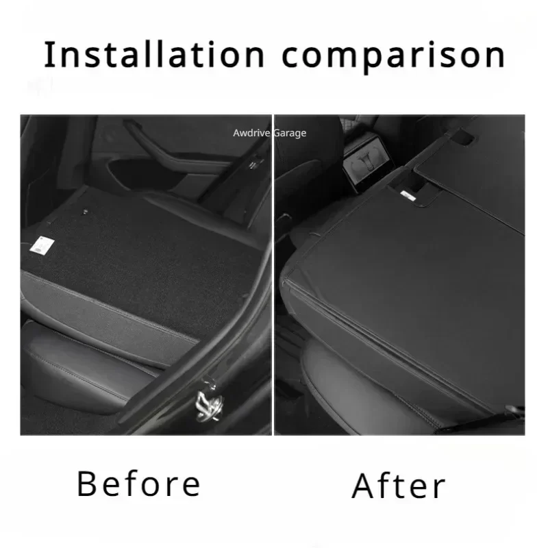 For Tesla Model 3/Y/3+ Highland 2017-2024 Rear Seat Back Anti Kick Pad Leather Trunk Protection Seat Back Cushion Accessories