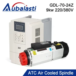 HQD 9kw Automatic Tool Change Spindle ISO30 Air Cooled ATC Spindle Motor 220v 380v 24000rpm Inverter for Wood Working CNC Router