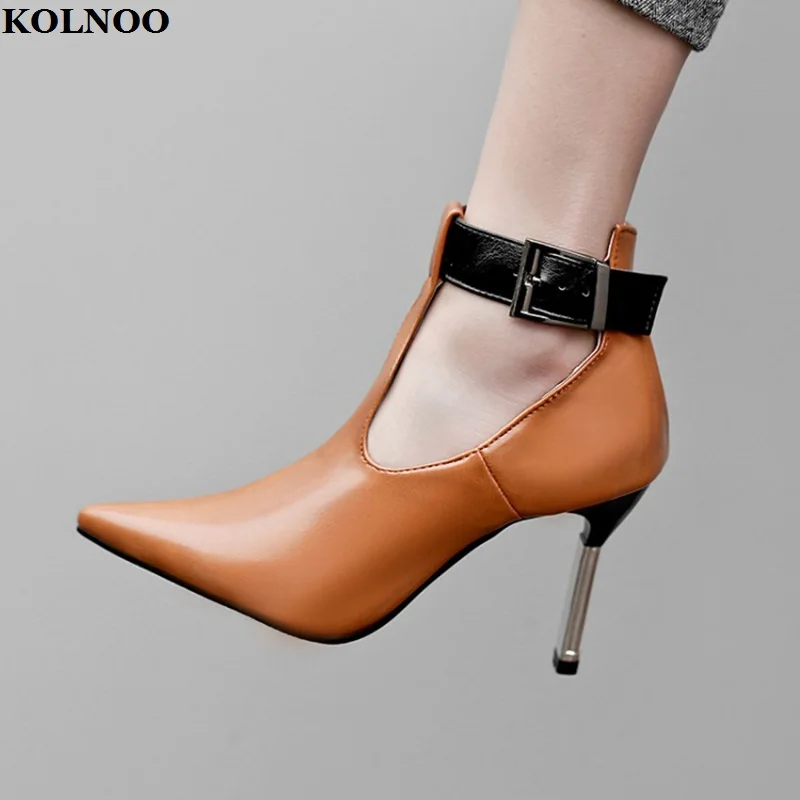 

Kolnoo Handmade New Summer Style Womens Stiletto Heels Pumps Buckle Ankle Strap Two Colors Prom Shoes Evening Fashion Sexy Shoes