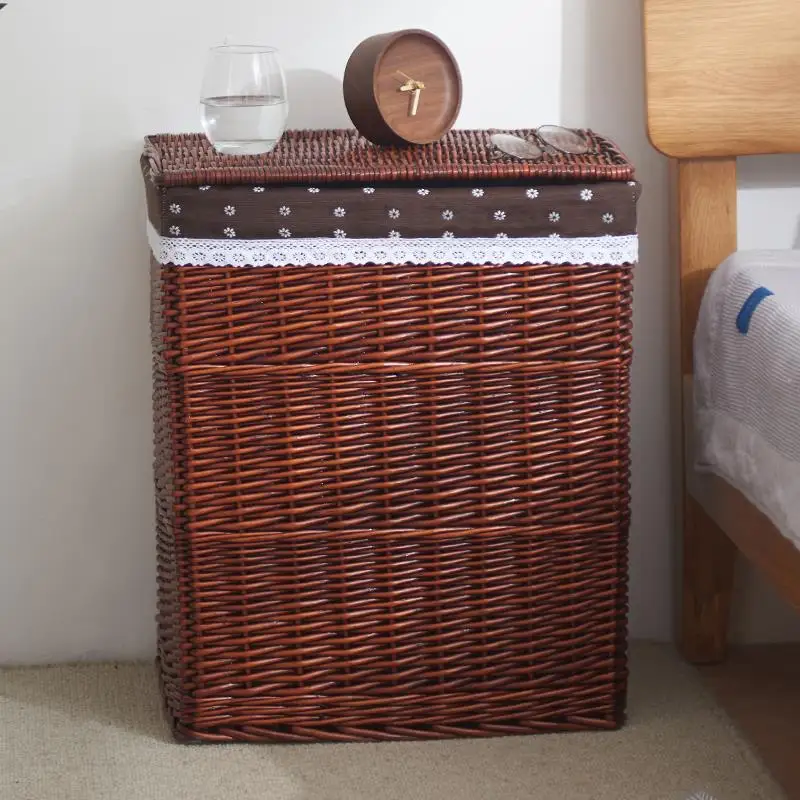 

Modern Bamboo Storage Basket Foldable Lid Easy Assembly Removable Liners Hot-Selling Home Use Laundry Hamper Including Clothes