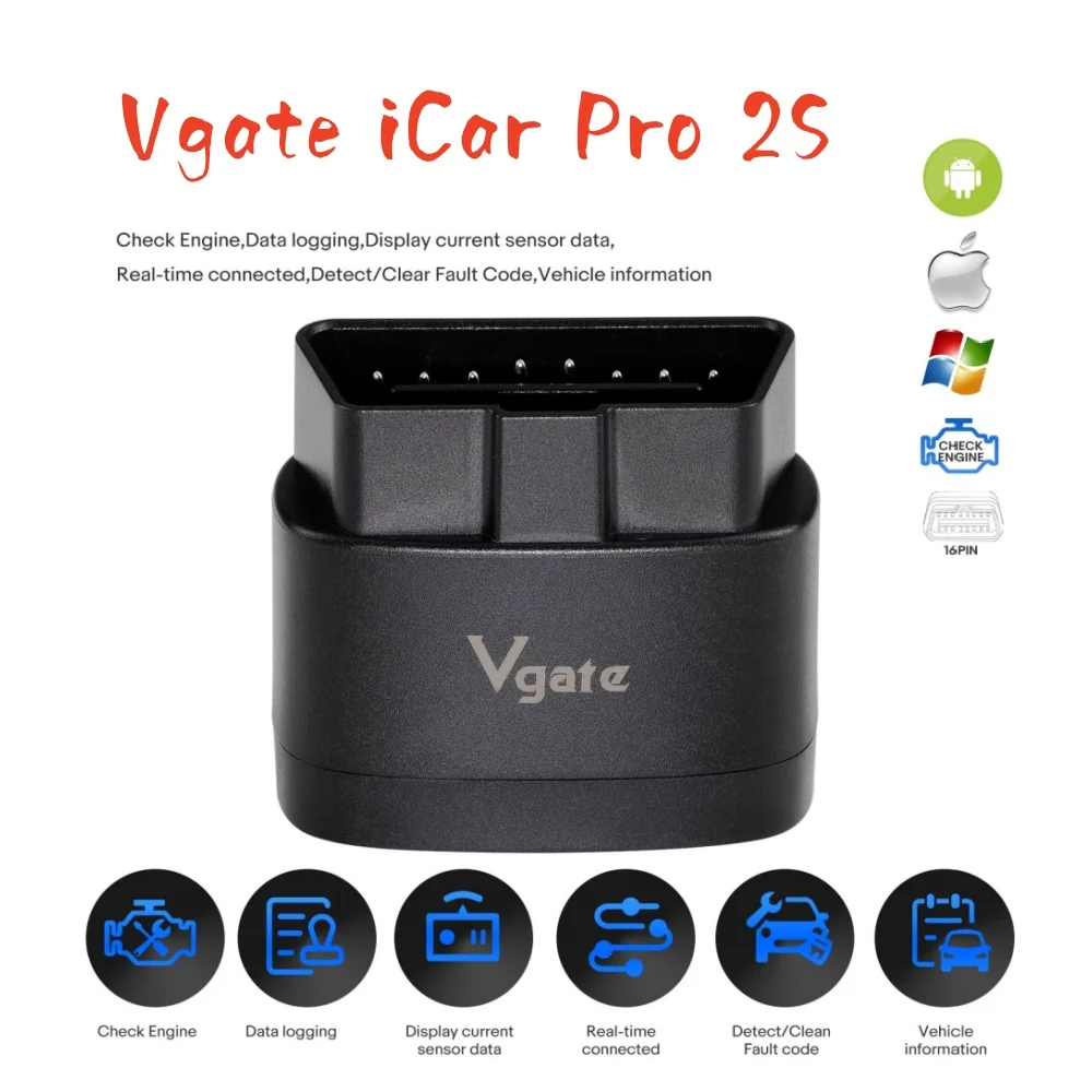 NEW Vgate iCar Pro 2S ELM327 Bluetooth 5.3 V2.3 Car OBD Scanner Upgraded EV Auto Diagnostic Tool BimmerCode for IOS Android PC