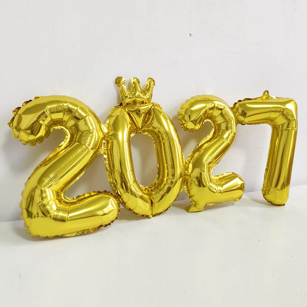 Kronen-Folienballons mit der Zahl 2027, Gold-Zahlenbanner, Fotokabinen-Requisiten, Weihnachtsdekoration, Silvester-Partydeko-Zubehör – Detail 6