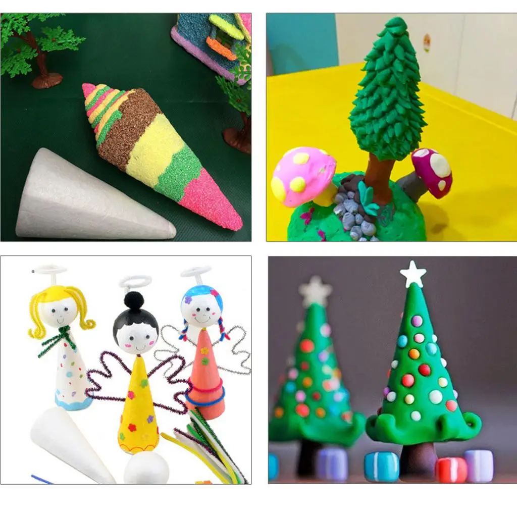 6x3x Cone Polystyrene Foam Styrofoam 3 Sizes for DIY Crafts Xmas Tree Decor - view 5