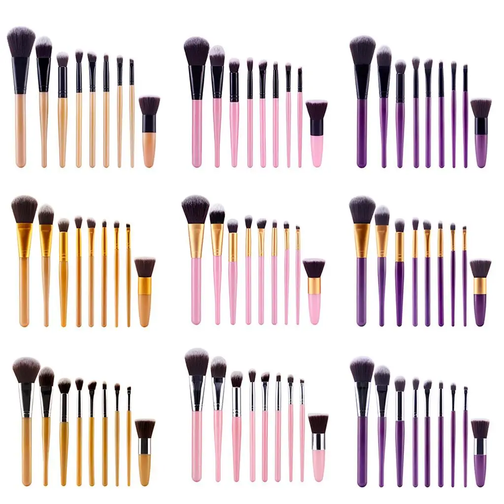 9pcs Makeup Brushes Professional Cosmetic Make Up Brush Set Pink+ Black