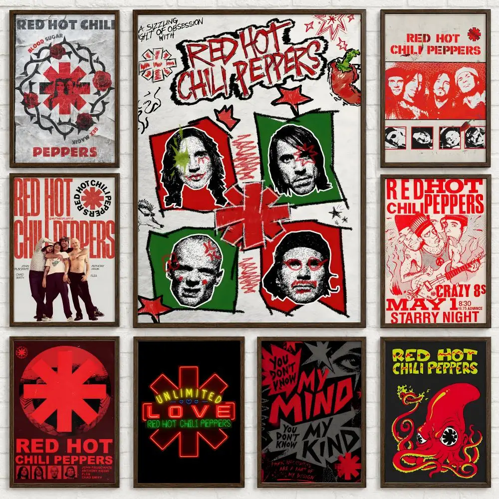 Band Red Hot Chili Peppers Poster Self-adhesive Art Waterproof Paper Sticker Coffee House Bar Room Wall Decor