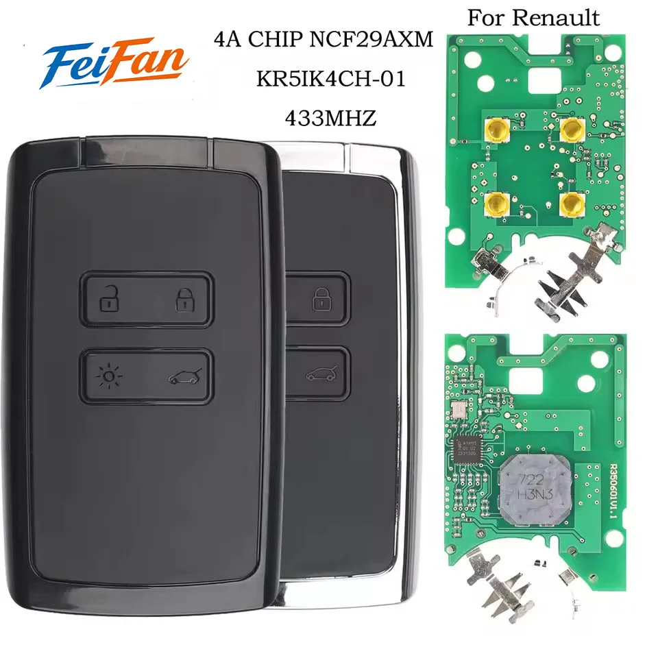 FeiFan 4A NCF29xM Chip 433MHz Car Remote Key KR5IK4CH-01 For Renault Kadjar Clio5 Zoe2 Koleos Captur Scenic Megane 2016-2022