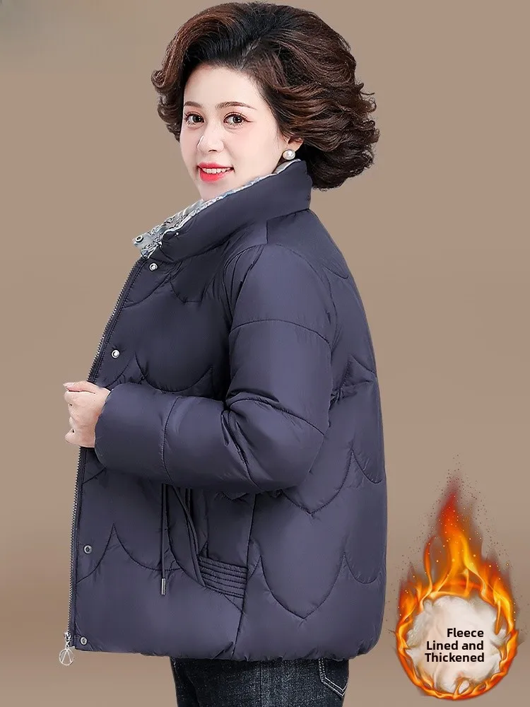 

Thiened Fce Winter Jaet for Middle-Aged Women down Cotton Coat ort Sle Polyester Fiber Warm Outerwear for ly