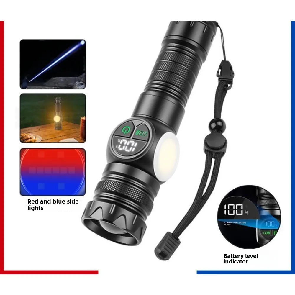 

New Plastic Flashlight - Super Bright, Rechargeable, Portable & Long-Range - with Magnetic Side Light, Work Light, Ultra-Bright