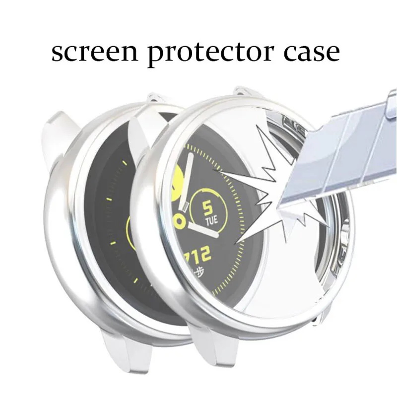 Silicone Soft Full Screen Glass Protector Case Shell Frame For Samsung galaxy watch active 2 40mm 44mm active2 Protective Cover