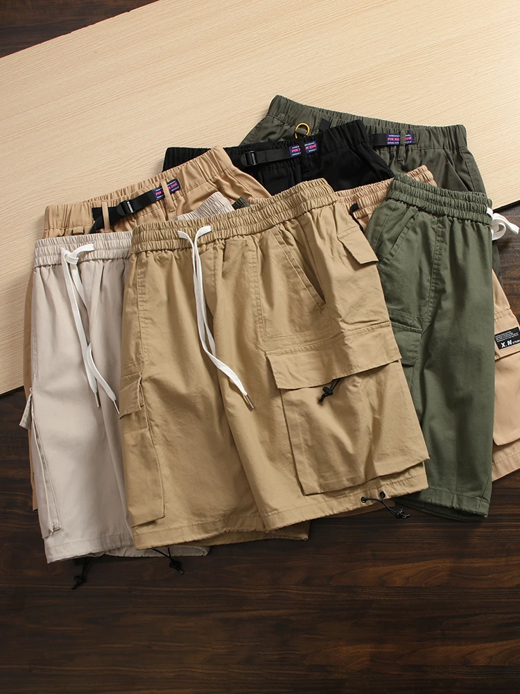 

Summer Faion ort Pants Five-Pointed Workwear Straight Leg Multi-ket Retro Sle Youthful Vitali Pure Color Casual Tr...