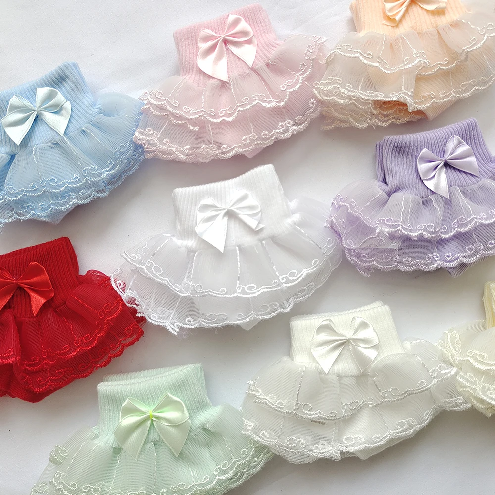 0-9Y Baby Cotton Socks With Lace Girls Ankle Socks Bows Toddlers Floor Sock Cute Frilly Socks For Children Girls Princess Sock