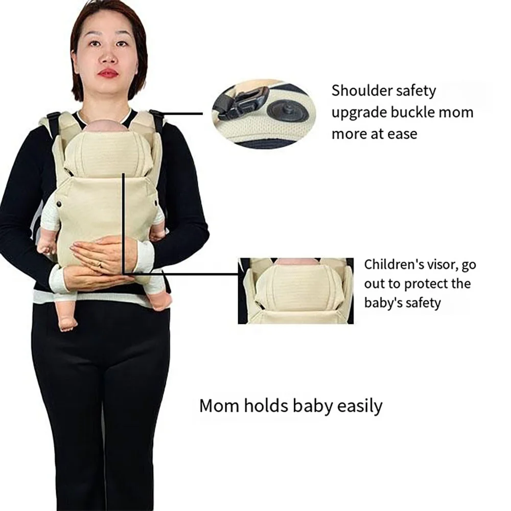 Mochila ergonômica ajustável para bebê, portador de bebê multifuncional, material poliéster e algodão, suporte de quadril, novo, 2024