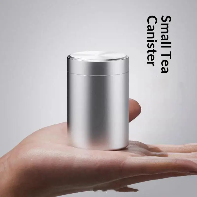 1 PCS Portable Mini Sealed Jar Moisture-proof Aluminium Alloy Tea Can Solid Color Metal Box Travel