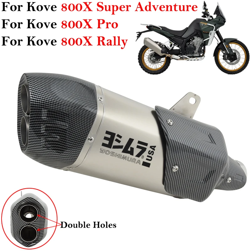 Slip On For Kove 800X 800 X Adventure Rally Pro 2023 Motorcycle Exhaust Systems Modifide Muffler Double Holes Link Pipe Escape