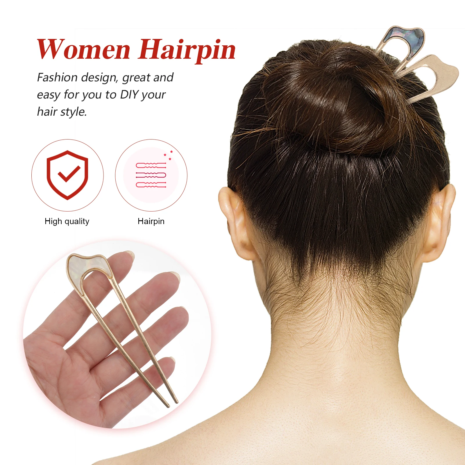 

2pcs Alloy Retro Sticks U Shaped Hair Accessories For Women Updo Hairpins Bridal Wedding Party Casual Wear Durable Fashion Hair