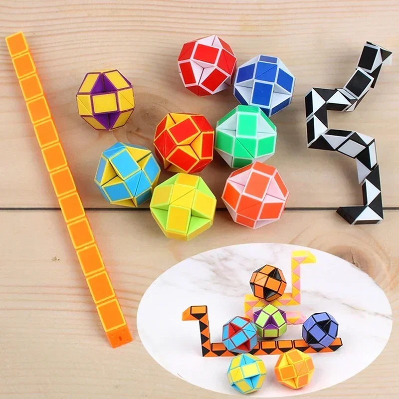 Folding Magic Snake Ruler Puzzle Antistress Cube Educational Toy Kids Birthday Party Favors Goodie Bags School Reward