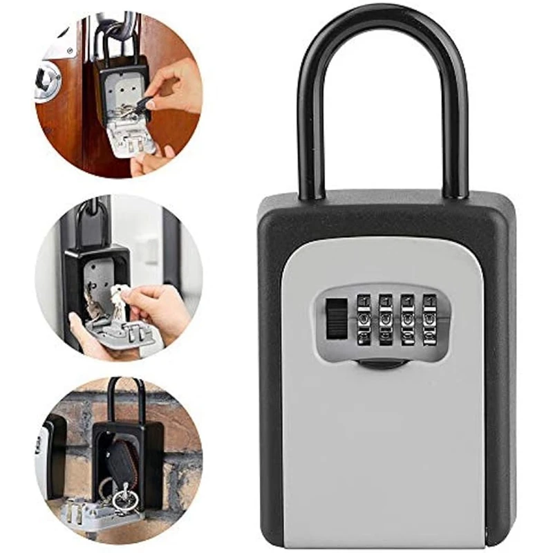 AB15-Key Lock Box ,Wall Mounted Key Lock Safe Box Aluminum Alloy Household, Security Lock Box For Home, Office, Apartment