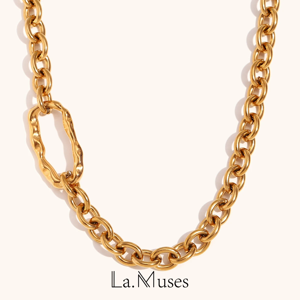 

La.Muses Chunky Punk Liquid O-Buckle 8MM Width Cross Chain Stainless Steel Necklace Woman Men Chains Jewelry And Accessories