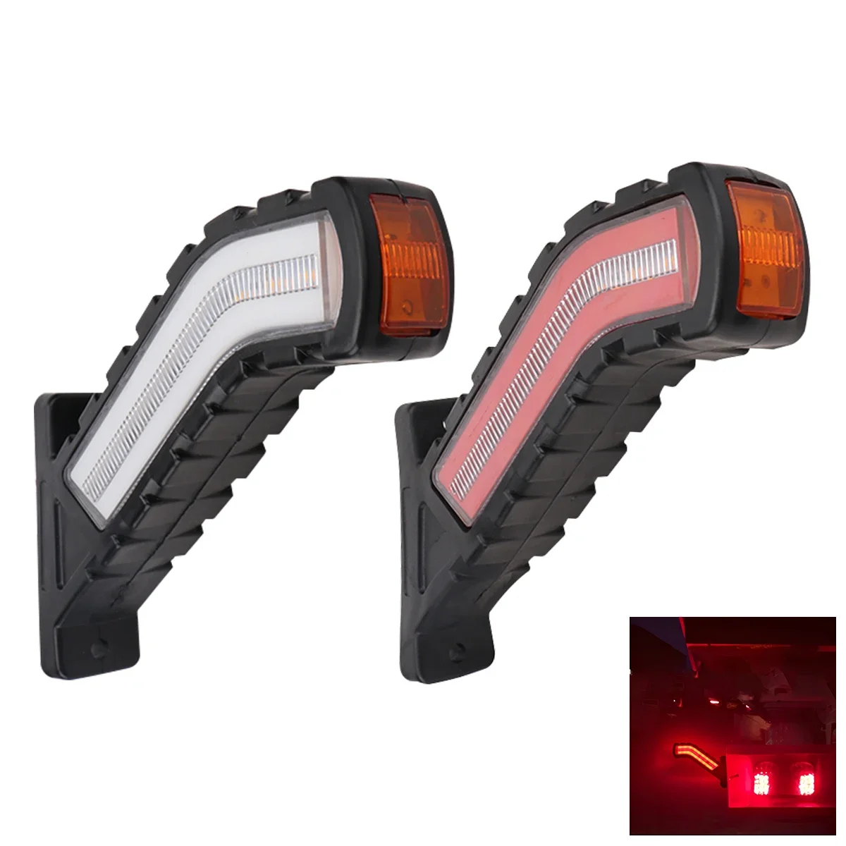 24V-12V Waterproof Truck Side Lights Running Water Tail lamp Trailer LED External Side Marker Light car decoration accessories