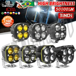 CO LIGHT Motorcycle Spotlights 3 Inch Car DRL 50000LM LED Work Spot Light 4x4 Offroad RGB Strobe Fog Lamp Automotive Accessories