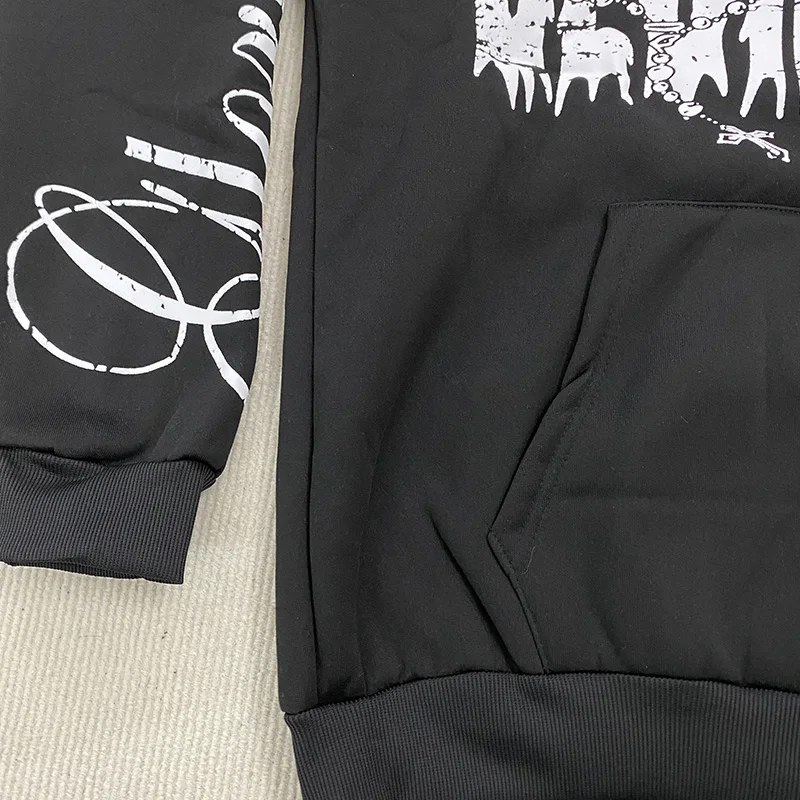 Gothic Brief Eisen Kette Gedruckt Hoodie Frauen Herbst Winter Lange Ärmeln Vintage Sweatshirt Y2K Hip Hop Dunkel Straße Frauen Mantel