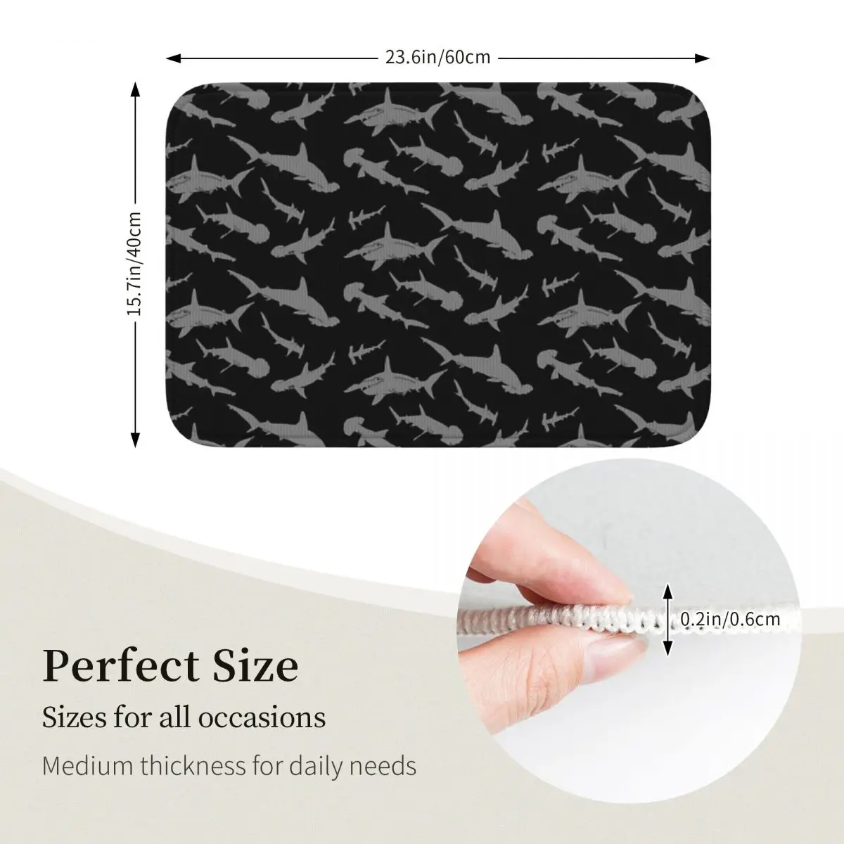 Hammerhead Shark Pack Pattern Doormat Kitchen Entrance Home Floor Mat Non-slip Carpet Rug for Living room Footpad Mats