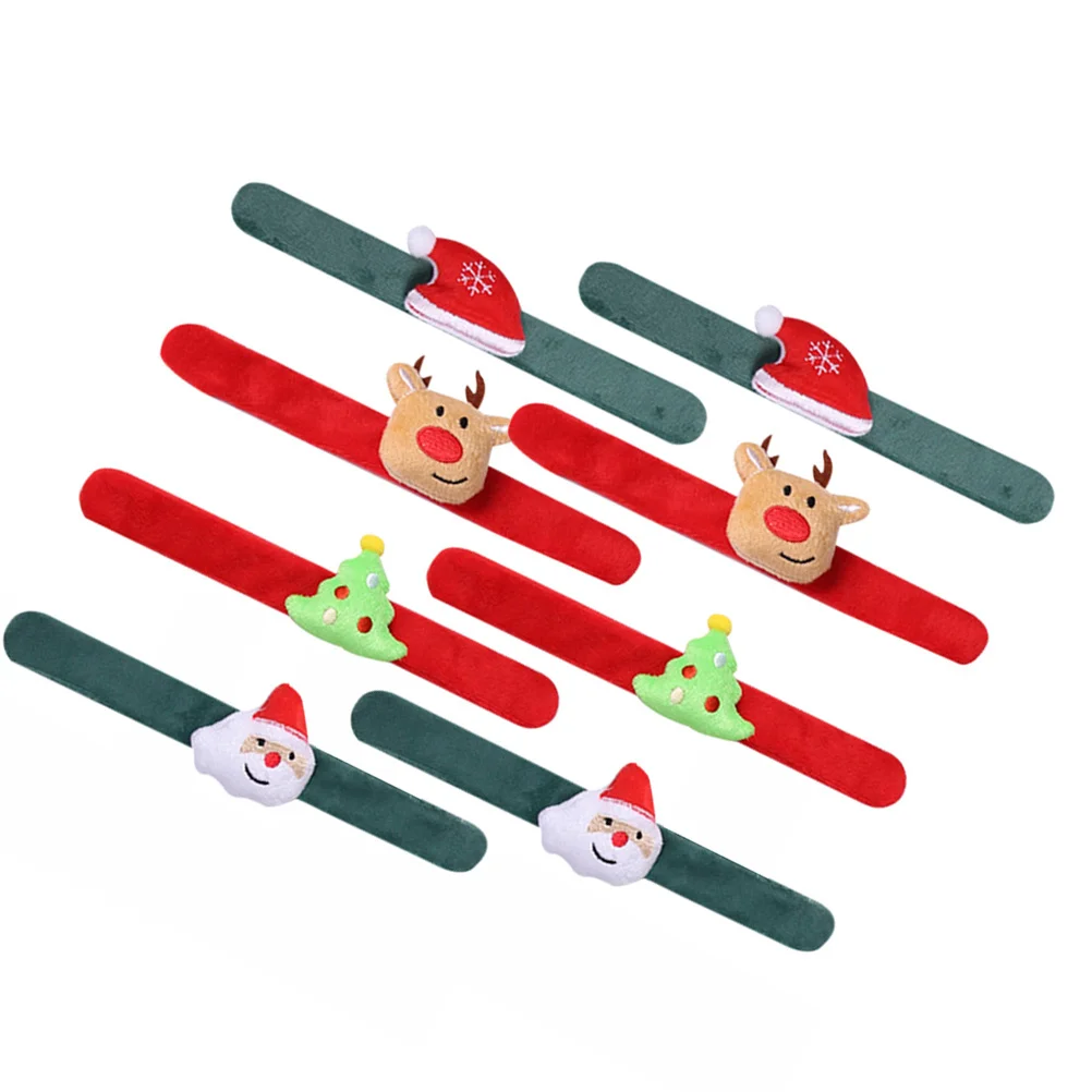 

8Pcs Christmas Snap Bracelets Santa Elk Snowman Tree Kids Teens Wristbands Holiday Party Gift Christmas Snap Bracelets