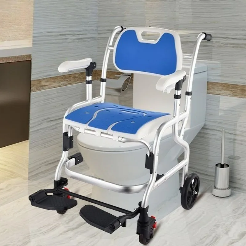 

Стулья для душа на колесиках для пожилых людей, складной стул-комод для инвалидной коляски с подлокотниками для туалета, перенос для инвалидов